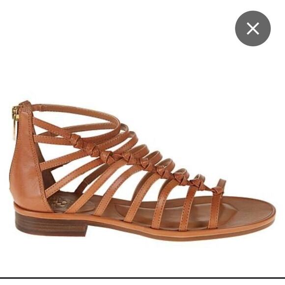 Vince Camuto Gladiator Sandals Brown Leather Strappy Flat Summer shoes sz8,5 new - Picture 1 of 9